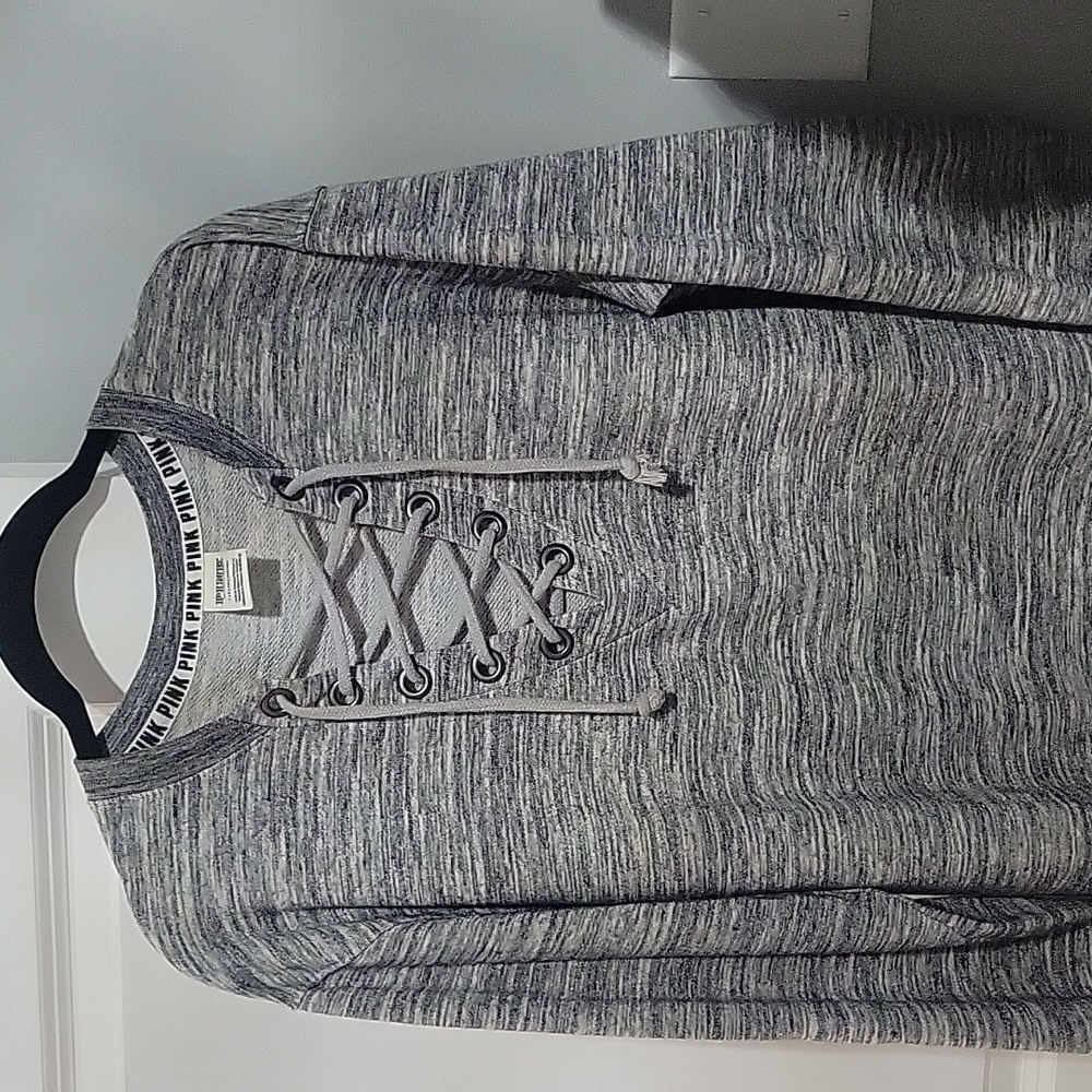 Victoria's Secret PINK Lace-up Campus Crew Pullover Sweatshirt Size Small